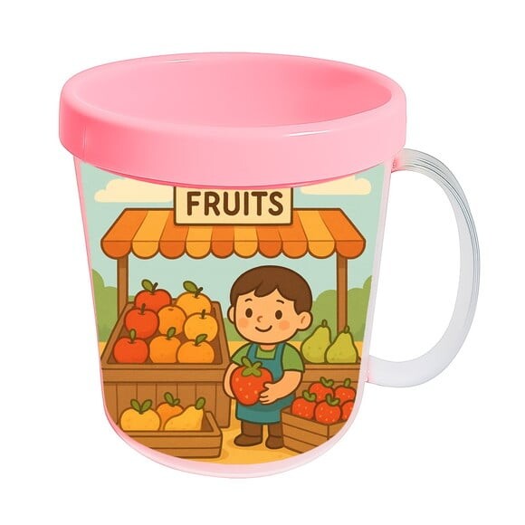 Caneca Acrílica Infantil Personalizada Feira de Frutas