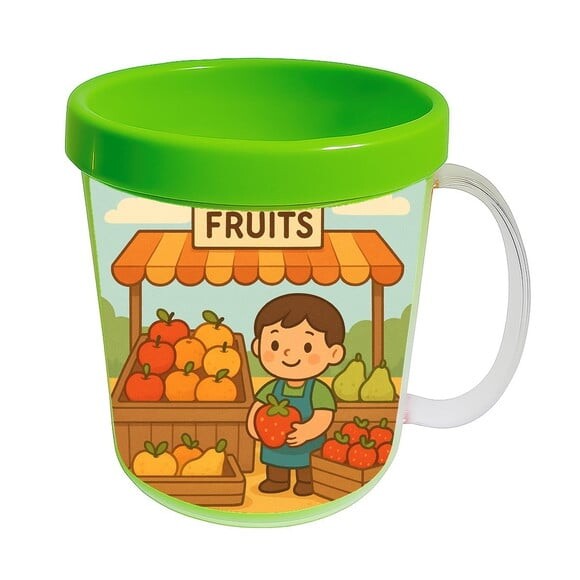 Caneca Acrílica Infantil Personalizada Feira de Frutas