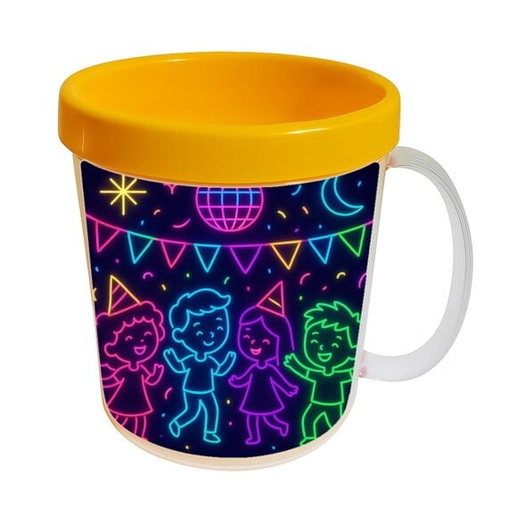 Caneca Acrílica Infantil Personalizada Festa Neon