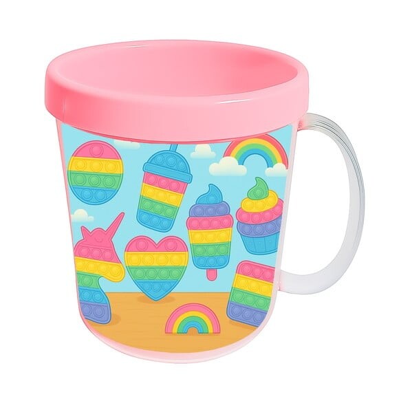 Caneca Acrílica Infantil Personalizada Fidget Toys