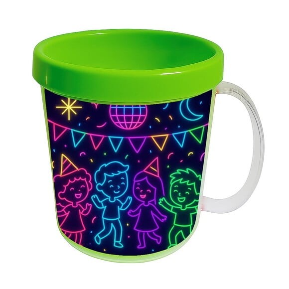 Caneca Acrílica Infantil Personalizada Festa Neon