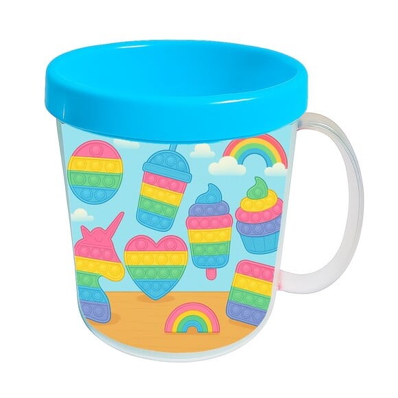 Caneca Acrílica Infantil Personalizada Fidget Toys