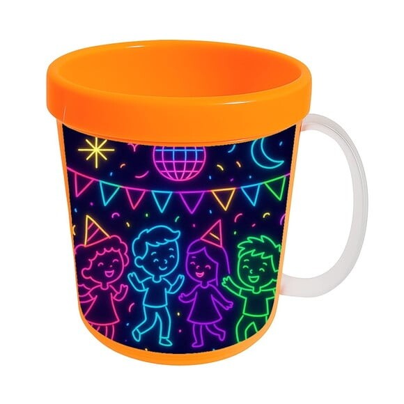 Caneca Acrílica Infantil Personalizada Festa Neon