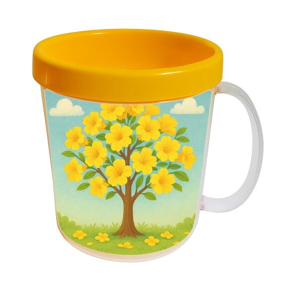 Caneca Acrílica Infantil Personalizada Flor de Ipê Amarela