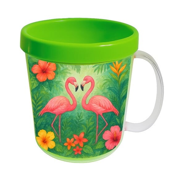 Caneca Acrílica Infantil Personalizada Flamingo Aquarela