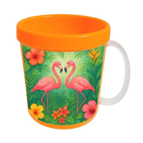 Caneca Acrílica Infantil Personalizada Flamingo Aquarela