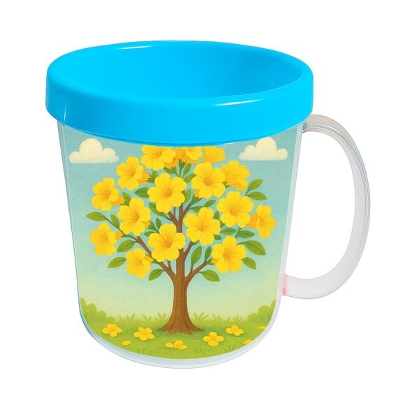 Caneca Acrílica Infantil Personalizada Flor de Ipê Amarela