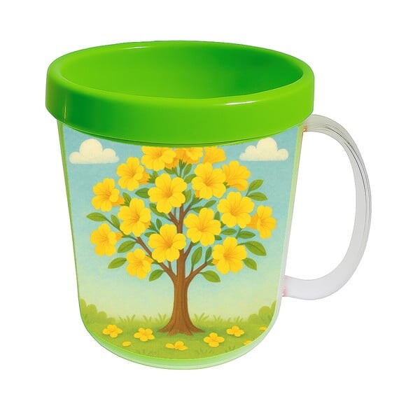Caneca Acrílica Infantil Personalizada Flor de Ipê Amarela