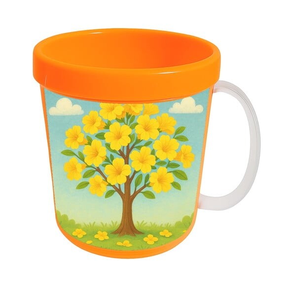 Caneca Acrílica Infantil Personalizada Flor de Ipê Amarela