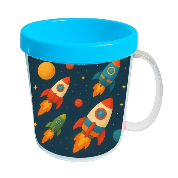 Caneca Acrílica Infantil Personalizada Foguetes