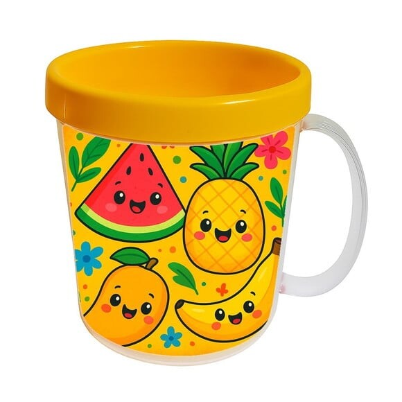 Caneca Acrílica Infantil Personalizada Frutas Tropicais