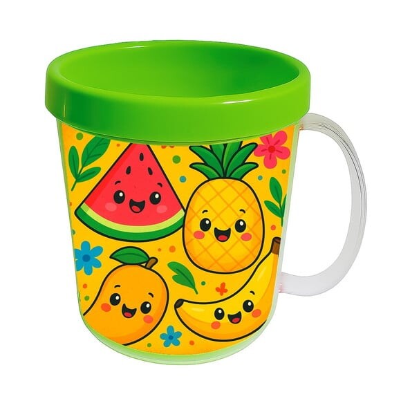 Caneca Acrílica Infantil Personalizada Frutas Tropicais