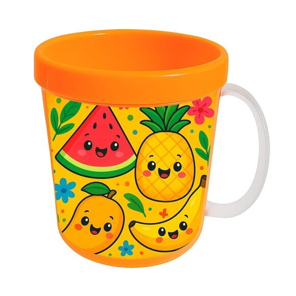 Caneca Acrílica Infantil Personalizada Frutas Tropicais