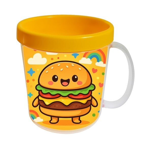 Caneca Acrílica Infantil Personalizada Hambúrguer Divertido