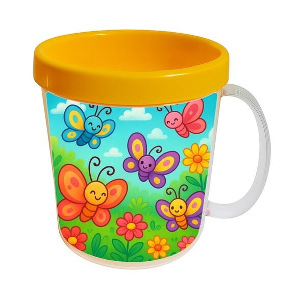 Caneca Acrílica Infantil Personalizada Jardim das Borboletas