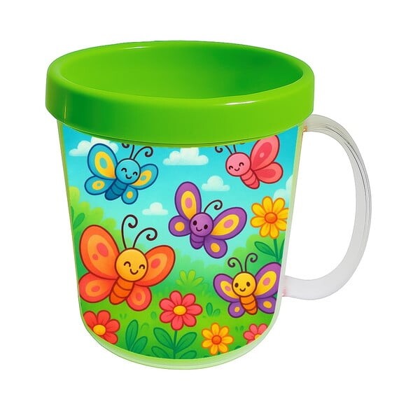 Caneca Acrílica Infantil Personalizada Jardim das Borboletas