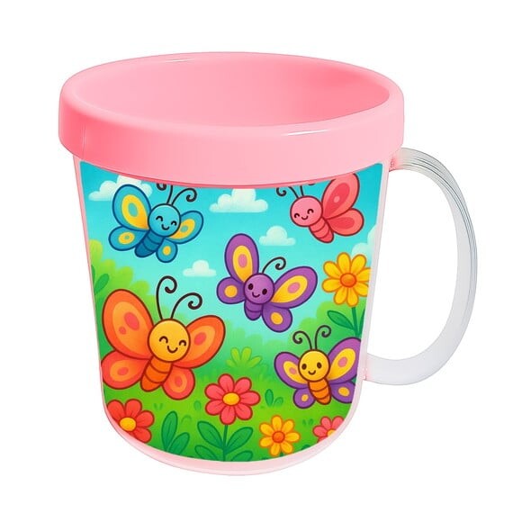 Caneca Acrílica Infantil Personalizada Jardim das Borboletas