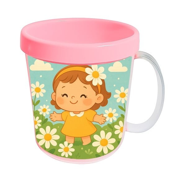 Caneca Acrílica Infantil Personalizada Jardim das Margaridas