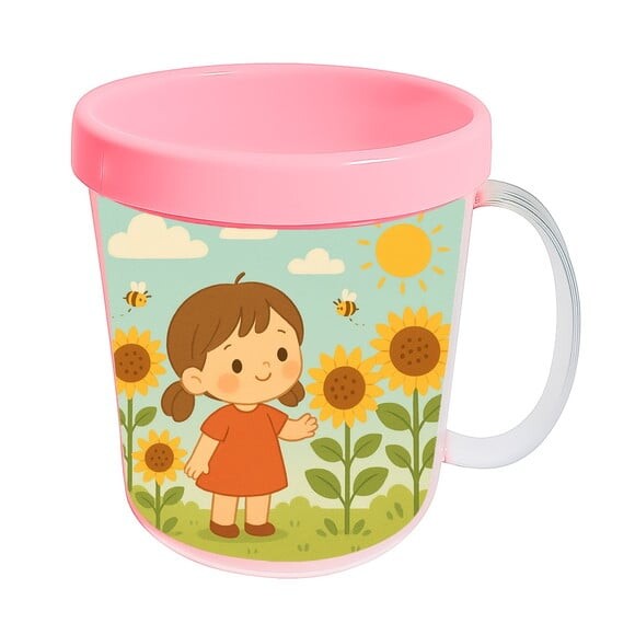 Caneca Acrílica Infantil Personalizada Jardim dos Girassóis