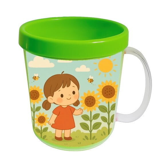 Caneca Acrílica Infantil Personalizada Jardim dos Girassóis