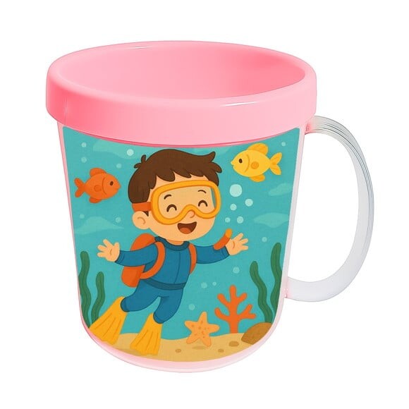 Caneca Acrílica Infantil Personalizada Menino Mergulhador