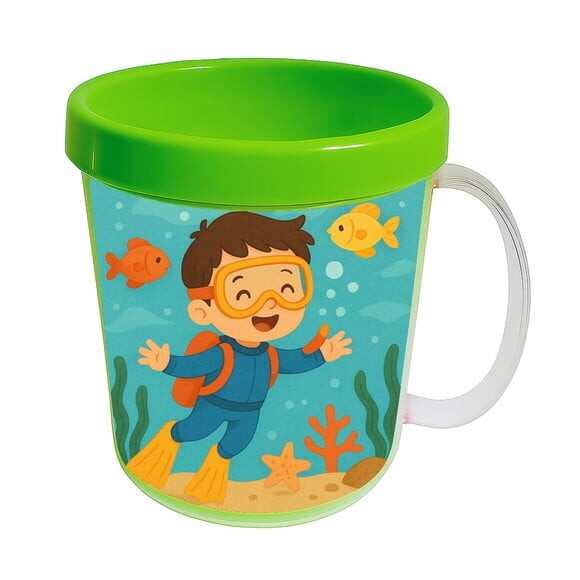 Caneca Acrílica Infantil Personalizada Menino Mergulhador