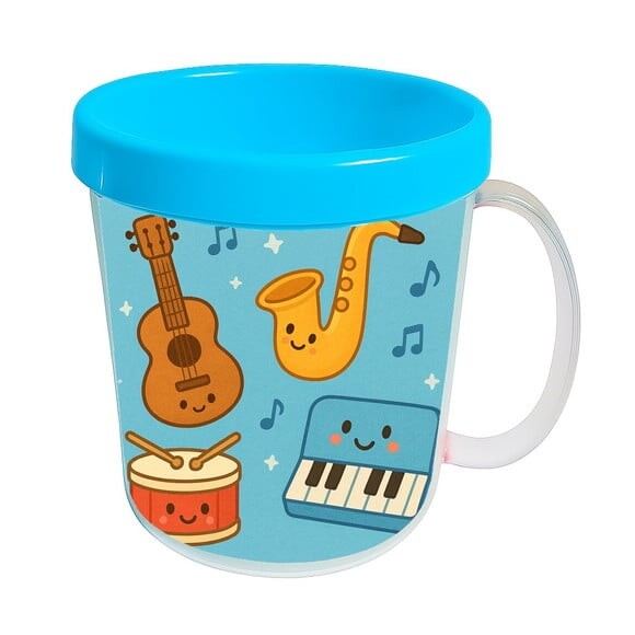 Caneca Acrílica Infantil Personalizada Músicas Instrumentos
