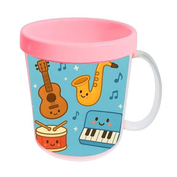 Caneca Acrílica Infantil Personalizada Músicas Instrumentos