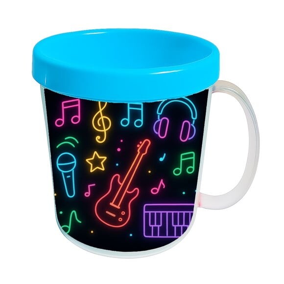 Caneca Acrílica Infantil Personalizada Neon Musical