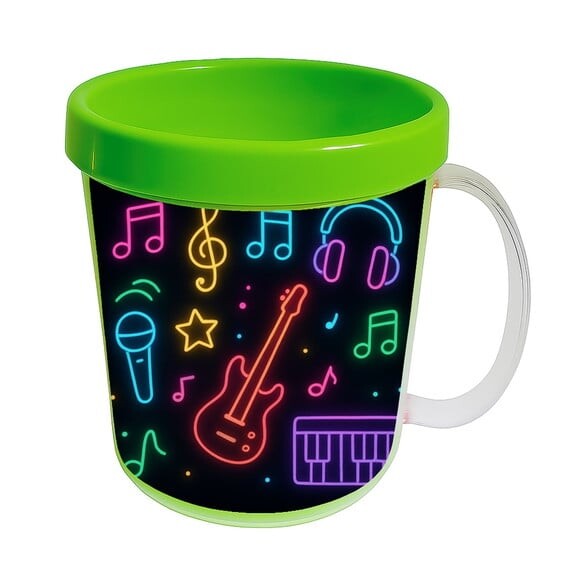 Caneca Acrílica Infantil Personalizada Neon Musical