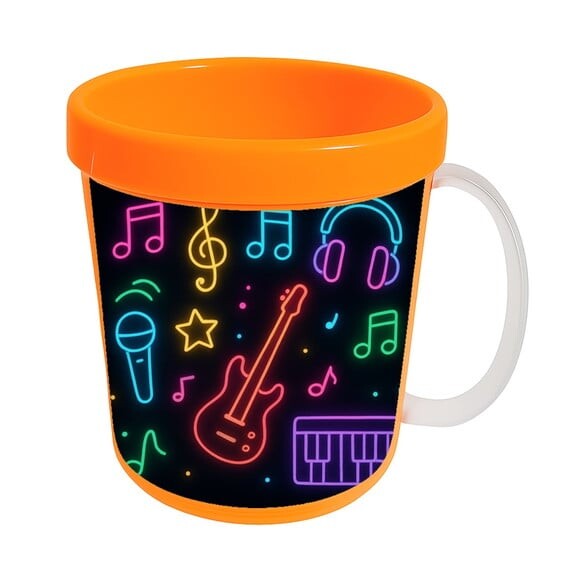 Caneca Acrílica Infantil Personalizada Neon Musical
