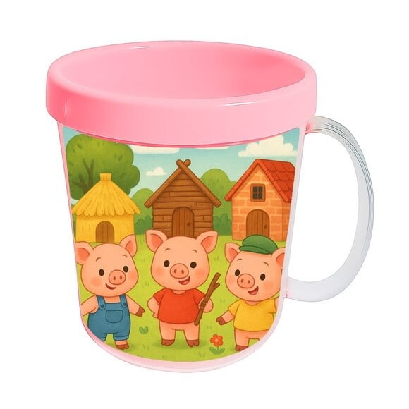 Caneca Acrílica Infantil Personalizada os Três Porquinhos