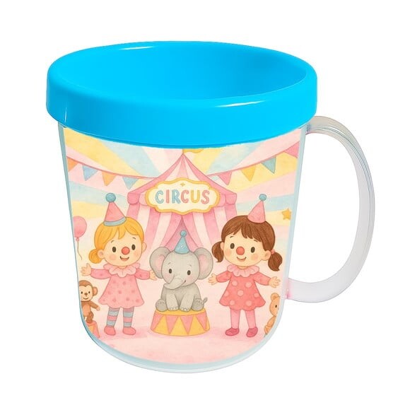 Caneca Acrílica Infantil Personalizada Palhacinhas Aquarela