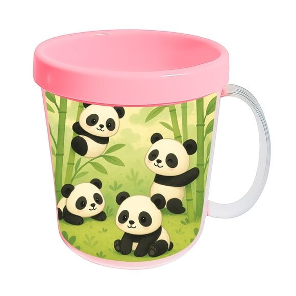 Caneca Acrílica Infantil Personalizada Pandinhas
