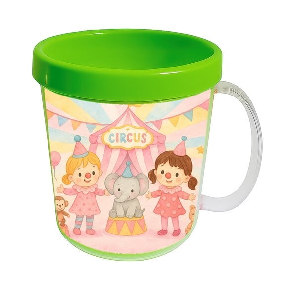 Caneca Acrílica Infantil Personalizada Palhacinhas Aquarela