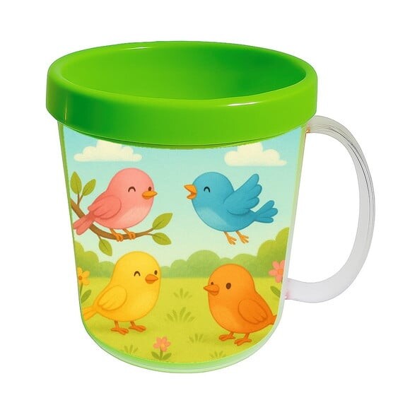 Caneca Acrílica Infantil Personalizada Passarinhos