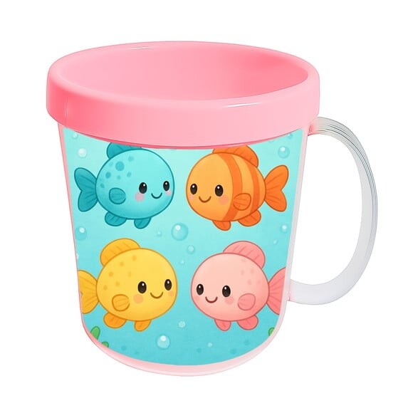Caneca Acrílica Infantil Personalizada Peixinhos Baby