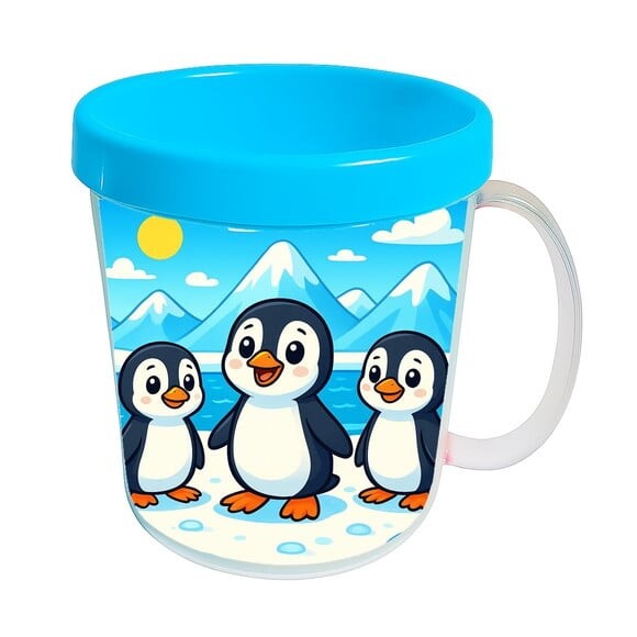 Caneca Acrílica Infantil Personalizada Pinguins