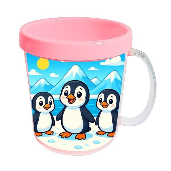 Caneca Acrílica Infantil Personalizada Pinguins