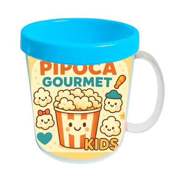 Caneca Acrílica Infantil Personalizada Pipoca Gourmet Kids