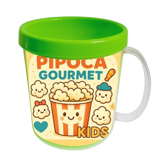 Caneca Acrílica Infantil Personalizada Pipoca Gourmet Kids