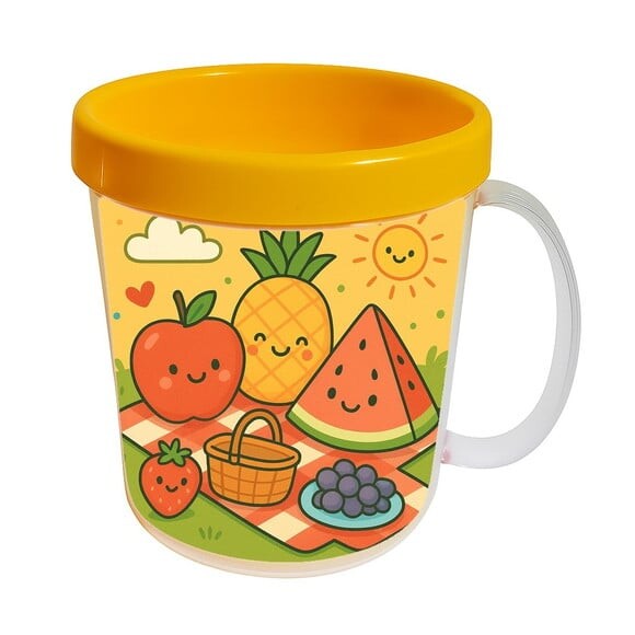Caneca Acrílica Infantil Personalizada Piquenique das Frutas