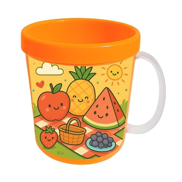 Caneca Acrílica Infantil Personalizada Piquenique das Frutas