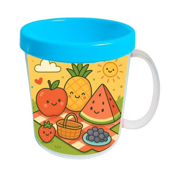 Caneca Acrílica Infantil Personalizada Piquenique das Frutas