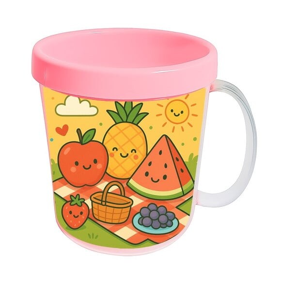 Caneca Acrílica Infantil Personalizada Piquenique das Frutas