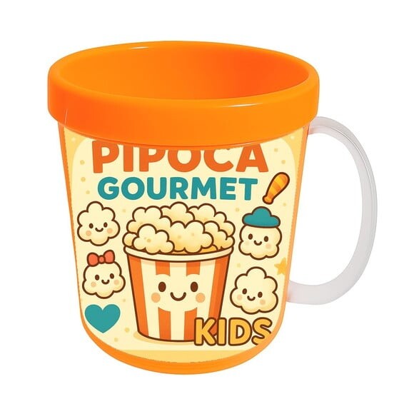 Caneca Acrílica Infantil Personalizada Pipoca Gourmet Kids