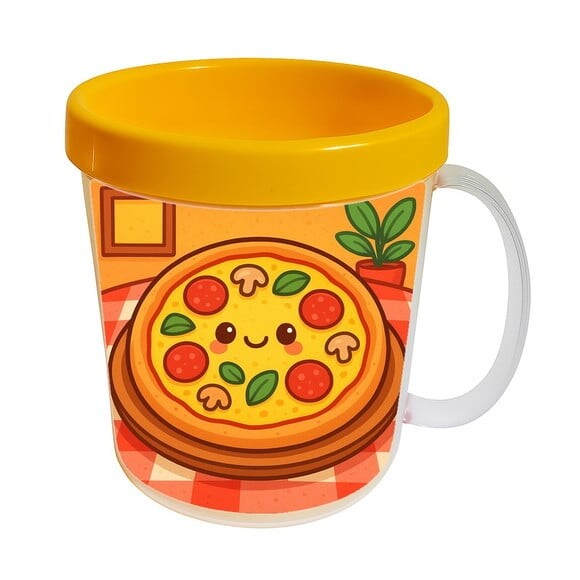 Caneca Acrílica Infantil Personalizada Pizza Divertida