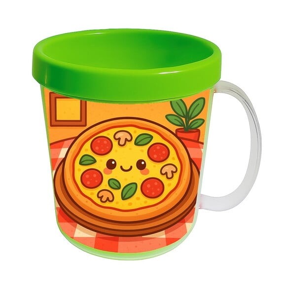 Caneca Acrílica Infantil Personalizada Pizza Divertida