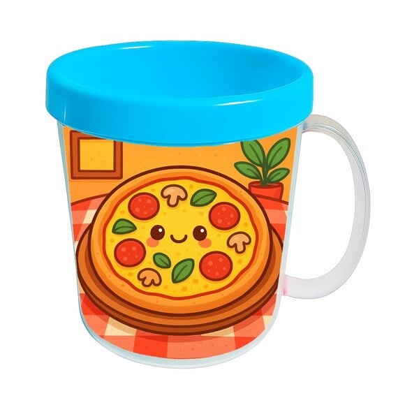 Caneca Acrílica Infantil Personalizada Pizza Divertida