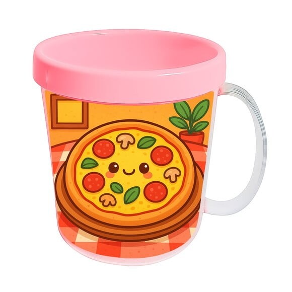 Caneca Acrílica Infantil Personalizada Pizza Divertida
